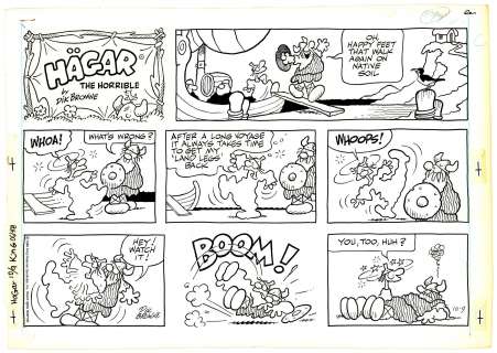 Dik Browne | Browne - HAGAR THE HORRIBLE, "Native Soil", Sunday Page (10/9/1988) | Russ Cochran