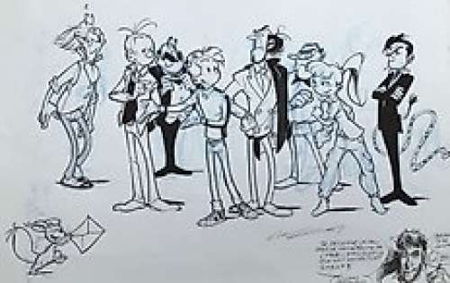 Munuera, José-Luis | Munuera, José-Luis - Dessin original - Spirou et Fantasio - Projet La Poste | Catawiki