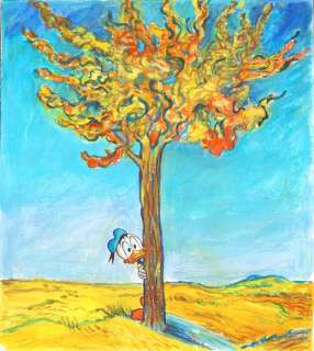 Tony Fernandez, Disney Artist | Donald Duck inspired by Vincent Van Gogh’s "Under the Mulberry Tree" - Original Painting - Tony Fernandez - Acrylic | Catawiki