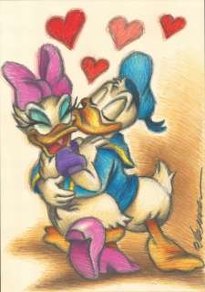 Joan Vizcarra | Donald and Daisy - Summer Love - Original Drawing - Joan Vizcarra Signed - Page volante | Catawiki
