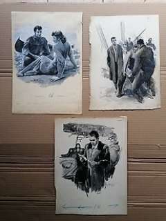 Ugo Matania - Ugo Matania - 3x illustrazioni originali - Page volante - Exemplaire unique