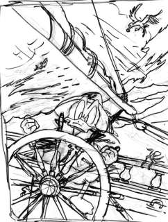 Tony Fernandez, Disney Artist | Donald Duck Sailing through a Storm - Original Sketch - Tony Fernandez - EO | Catawiki