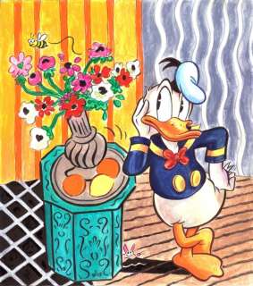 Tony Fernandez, Disney Artist | Donald Duck inspired by Henri Matisse "The Purple Coat" - Original Painting - Signed by Tony Fernandez - Acrylic Art - Large Format 65 x 50 cm | Catawiki