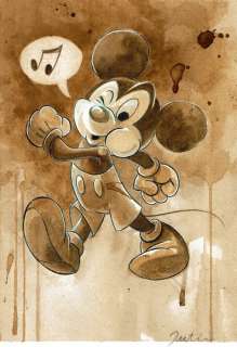 Guti, Coffee Artist | Mickey Mouse Whistling A Happy Tune - Original Coffee Painting By Guti - Signed | Catawiki