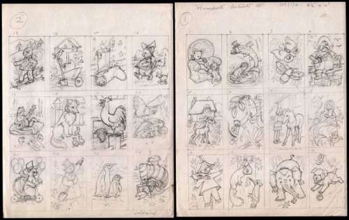 Haywood, Helen (1908-1995) | Helen Haywood - "Dot-to-Dot’ - 48 grappige schetsjes van dieren in actie - Page volante - (1970) | Catawiki