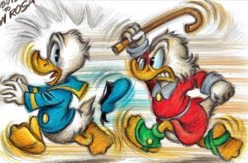 Joan Vizcarra | Donald & His Uncle $crooge "Tribute to Don Rosa" - Original Drawing - Joan Vizcarra - Pencil Artwork | Catawiki