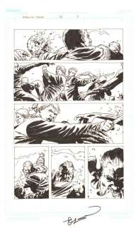 Charlie Adlard - Walking dead #82 p. 7 - fighting zombies - 2011 signed by writer / creator robert kirkman