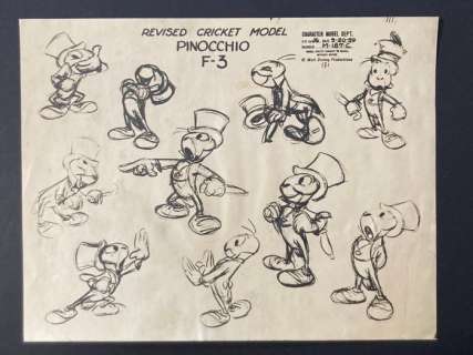 Pinocchio - Model Sheet - Pinocchio - Jiminy Cricket - (1939) | Catawiki