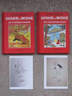 Willy Vandersteen | Suske en Wiske 14 + 19 - De Stierentemmer + Het Bevroren Vuur - Rode Klassiek Reeks - 2x fraaie pentekening Paul Geerts - Cartonné - Réédition - (1994/1995) | Catawiki