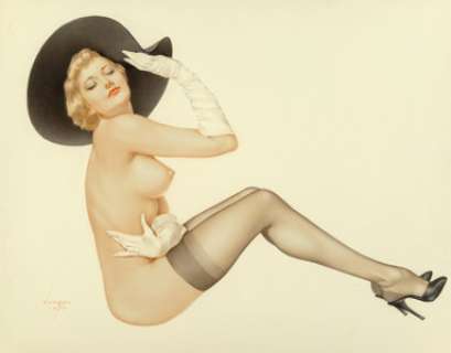 Alberto Vargas (American, 1896-1982)
 Black Notes, 1930
 Watercolor on board
 21 x 27 inches (53.3 x 68.6 cm) (sight)
 S... | Heritage
