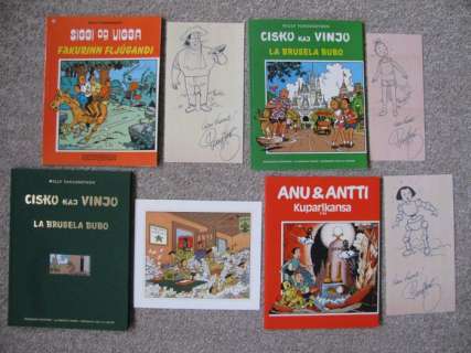 Willy Vandersteen / Paul Geerts | Suske en Wiske - Anu & Antti + Cisko kaj Vinjo + Siggi og Vigga - Kuparikansa + La Brusela Bubo + FÃ¡kurinn FljÃºgandi + 3 pentekeningen van Paul Geerts - Broché - (1984/2002) | Catawiki