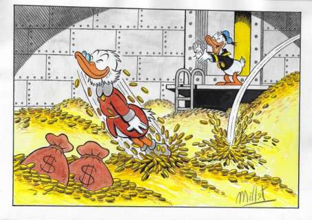 Millet | Scrooge McDuck & Donald Duck - Original Drawing - Millet - Size: 21 x 29,5 cm | Catawiki