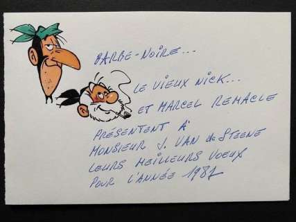 Marcel Remacle | Remacle - Dessin original dédicacé - Le Vieux Nick et Barbe-Noire - (1981) | Catawiki