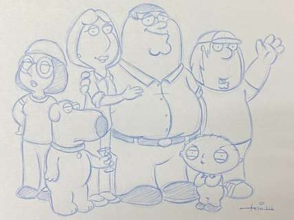 Todd Aaron Smith | Family Guy - Lay Out drawing of the Family, made by Todd Aaron Smith (certificated) | Catawiki