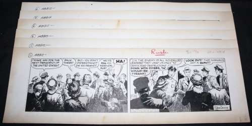 Raeburn Van Buren - abbie an‘ slats 6pc daily strip art lot - week of 9/29 - 10/4/1947 signed