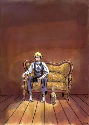 Blutch | Sur la Piste de Blueberry – Illustration originale de la couverture d’Angel Face | Galerie Barbier