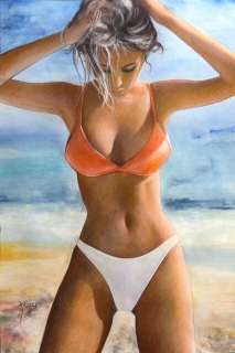 Walter Berg | Walter Berg - Original watercolor drawing - Sexy pin-up - Size: 42 x 58 cm. - (2021) | Catawiki