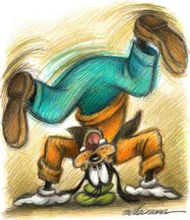 Joan Vizcarra | Goofy in "Upside Down" - Original Drawing - Joan Vizcarra - Pencil Art | Catawiki