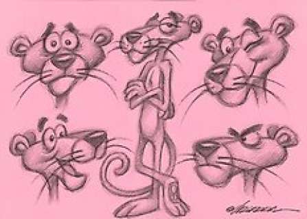 Joan Vizcarra | Pink Panther Model Sheet - Original Drawing - Joan Vizcarra - 46 x 32 cm - Pencil Art | Catawiki
