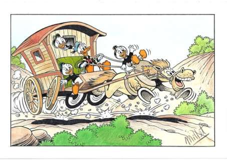Millet | . Donald, Huey, Dewey & Louie Duck - Millet - Original Drawing - EO | Catawiki