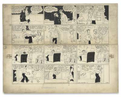 Chic Young Hand-Drawn ’’Blondie’’ Sunday Comic Strip From 1934 -- Featuring Dagwood, Blondie & Their Single Friend Gus | Nate Sanders
