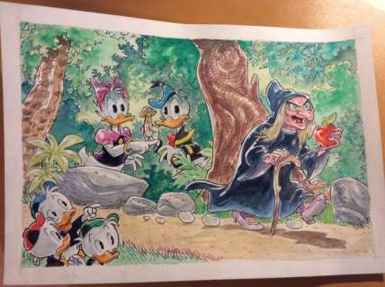 Alessandro Gottardo | Donald Duck - â€œNel bosco incontri da favolaâ€ - Page volante (2021) | Catawiki