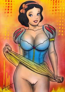 Alvin Silvrants | Snow White - Skirt up - Original drawing in colour by Alvin Silvrants | Catawiki