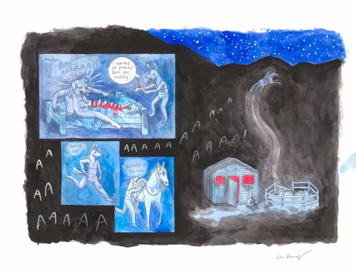 Lisa Hanawalt | Coyote Doggirl - Chopped Leg - Technique mixte sur papier | Huberty Breyne Gallery