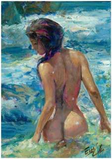 Grace Eun Jung | Grace Eun Jung - Original drawing - Woman bathing in the Sea - Size: 23 x 30,5 cm. | Catawiki
