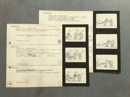 Studio Peyo | Les Schtroumpfs - - Deux Planches crayonnées de 3 Illustrations avec scénario de film | Catawiki