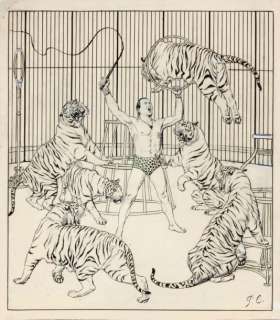 Cuvelier Paul | LE CIRQUE Encre de chine pour une grande et superbe couverture | Coutau Bégarie