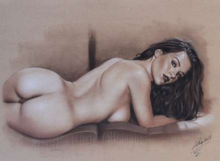 Denis Prenzel | Denis Prenzel - Original drawing - Pin-up - Sandy - Size: 30 x 40 cm. - (2022) | Catawiki