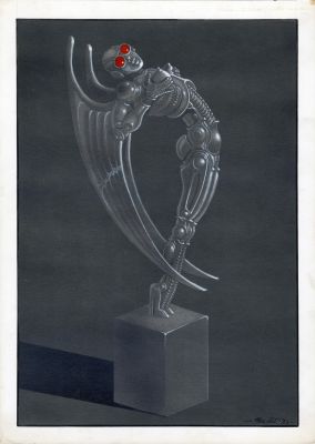 JEAN-MICHEL NICOLLET - ILLUSTRATION ORIGINALE – MODÈLE POUR LA SCULPTURE « ROBOT »