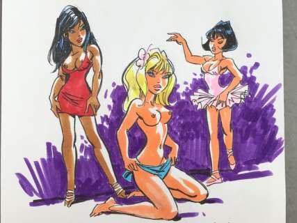 Dany | Dany - Dessin original couleur - Colombe et ses Amies | Catawiki