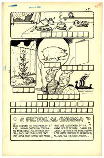 Carlson - A PICTORIAL ENIGMA, PUZZLE FUN Pg. 15, Original Comic Book Art (c. 1946) | Russ Cochran