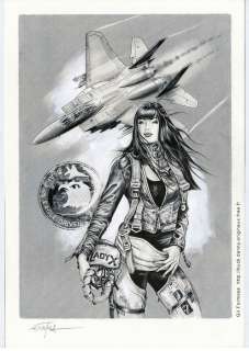 Gil Formosa | Formosa, Gil - Dessin original pour 75 ans de service de Buck Danny. - Lady X & F-15 - (2022) | Catawiki