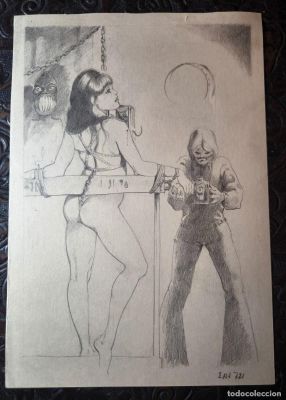 ILUSTRACIÓN DIBUJO A LÁPIZ. Boceto Trabajo. Cómic pulp horror erótico. Escuela Valenciana Años 60/70 | todocoleccion (Buy It Now)
