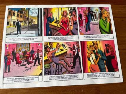 Loustal, Jacques de | Loustal, Jacques de - Planche originale couleur - Blue Bird Bar - (années 1980) | Catawiki