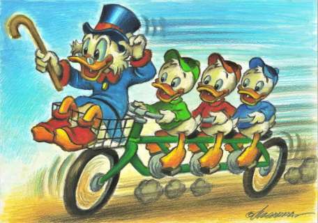 Joan Vizcarra | Uncle Scrooge & Donald’s Nephews Tandem - Original Artwork - Joan Vizcarra - Original Art | Catawiki