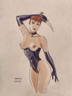 Marini, Enrico | Marini, Enrico - Rapaces: dessin original couleur - Rapaces - Vicky Lenore - (2020) | Catawiki