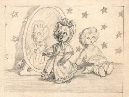 Haywood, Helen Rivière (1908-1995) | Helen Haywood (1908-1995) - Dressing up- Originele tekening in potlood op board - (1960/1965) | Catawiki