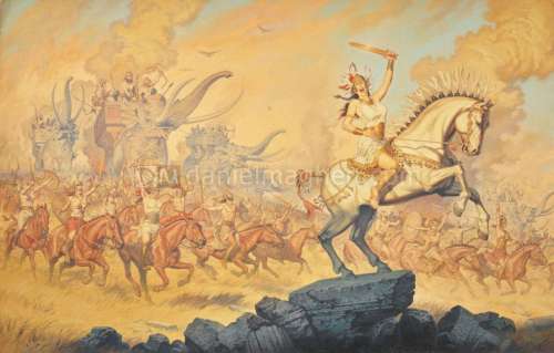 François Miville-Deschênes - Peinture originale, La Horde chargeant, réalisée en 2011 - Reconquêtes - François Miville-Deschênes