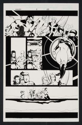 Mark Lipka, Mike McKone | Original Art from Exiles #2 (2001) Page 23 Pencils by Mike McKone, Inks by Mark Lipka | mycomicshop.com (Buy It Now)