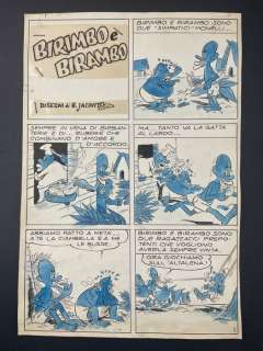 Benito Jacovitti | Benito Jacovitti - Birimbo e Birambo - Tavola originale d’apertura | Catawiki