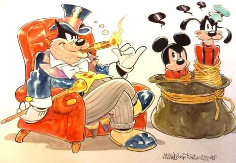 Alessandro Gottardo | Mickey Mouse - "Hostages" - Signed Original Watercolour Painting by Alessandro Gottardo - Page volante - (2022) | Catawiki