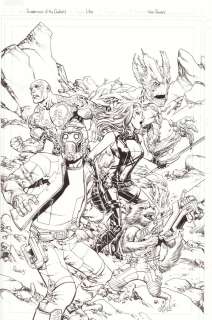 Tom Raney - Guardians of the Galaxy Litho Art - Signed Blue Line Ink Art Only By Tom Raney