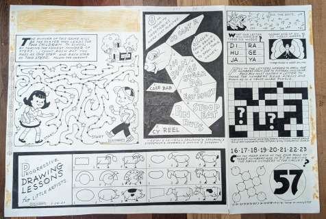 Nugent- Original Art Puzzle Page- (3/24/57) | Russ Cochran
