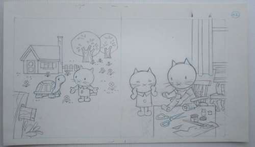 Ray Goossens (Studio) | Ray Goossens (Studio) - MUSTI - Originele pagina (potlood versie) (p.12) - Musti is jarig - (2003) | Catawiki