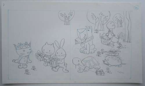 Ray Goossens (Studio) | Ray Goossens (Studio) - MUSTI - Originele pagina (potlood versie) (p.26) - Musti is jarig - (2003) | Catawiki