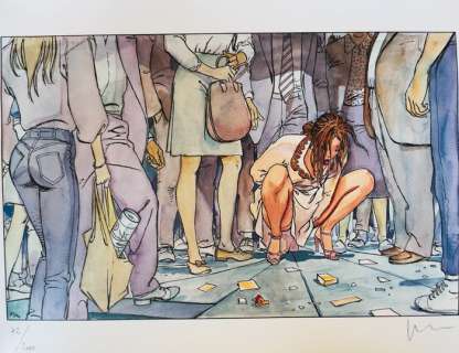 Milo Manara | Milo Manara - Litografia - "Il Gioco 1 #3"- Numerata e Firmata a Mano - Page volante - EO | Catawiki